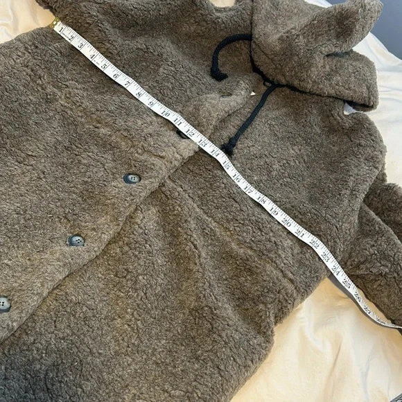 THAKOON Hooded Long Line Teddy Duster Shearling Coat Oversized Relaxed Fit XL - Picture 12 of 14